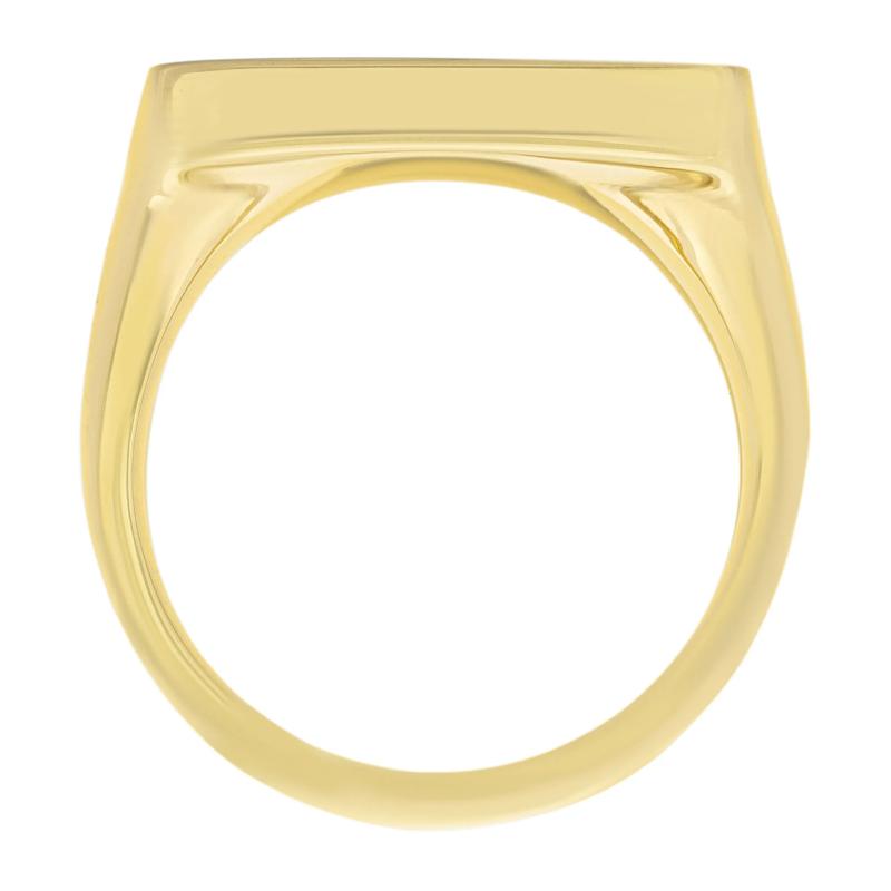 Rectangle Signet Ring with Forged Carbon Fiber Inlay in 14K Yellow Gold – Image 2 of 3