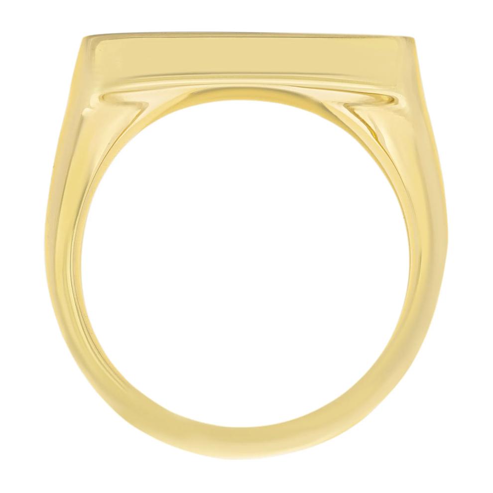 Rectangle Signet Ring with Forged Carbon Fiber Inlay in 14K Yellow Gold – Image 2 of 3