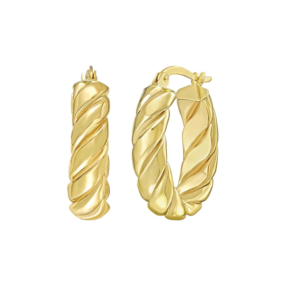 Oval Twisted Hoop Earrings in 14K Yellow Gold – Image 1 of 4