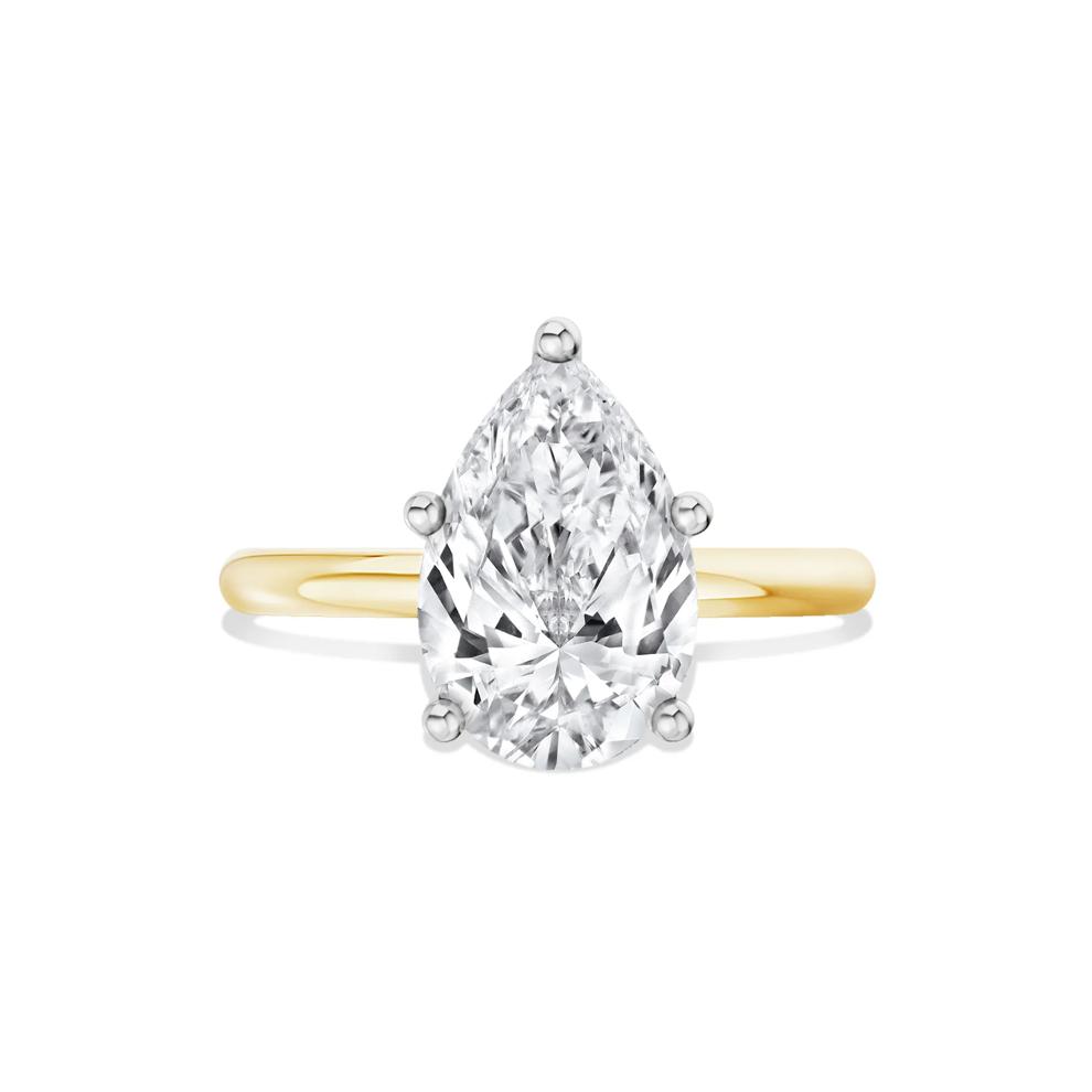 Lab Grown Diamond Pear-Shaped Solitaire Ring in 14K Yellow Gold (5 ct.) – Image 1 of 4