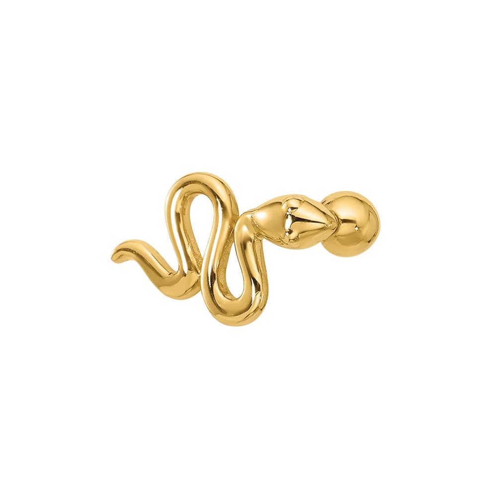 Snake Cartilage Stud in 14K Yellow Gold, 18 Gauge – Image 3 of 3