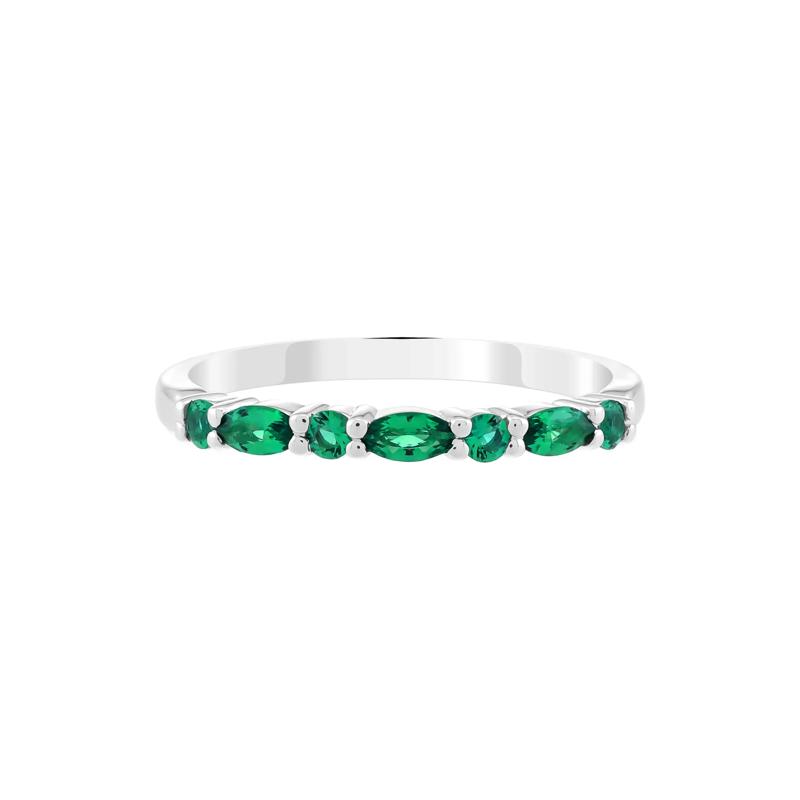 Lab-Created Emerald Stack Ring in Sterling Silver – Image 1 of 3