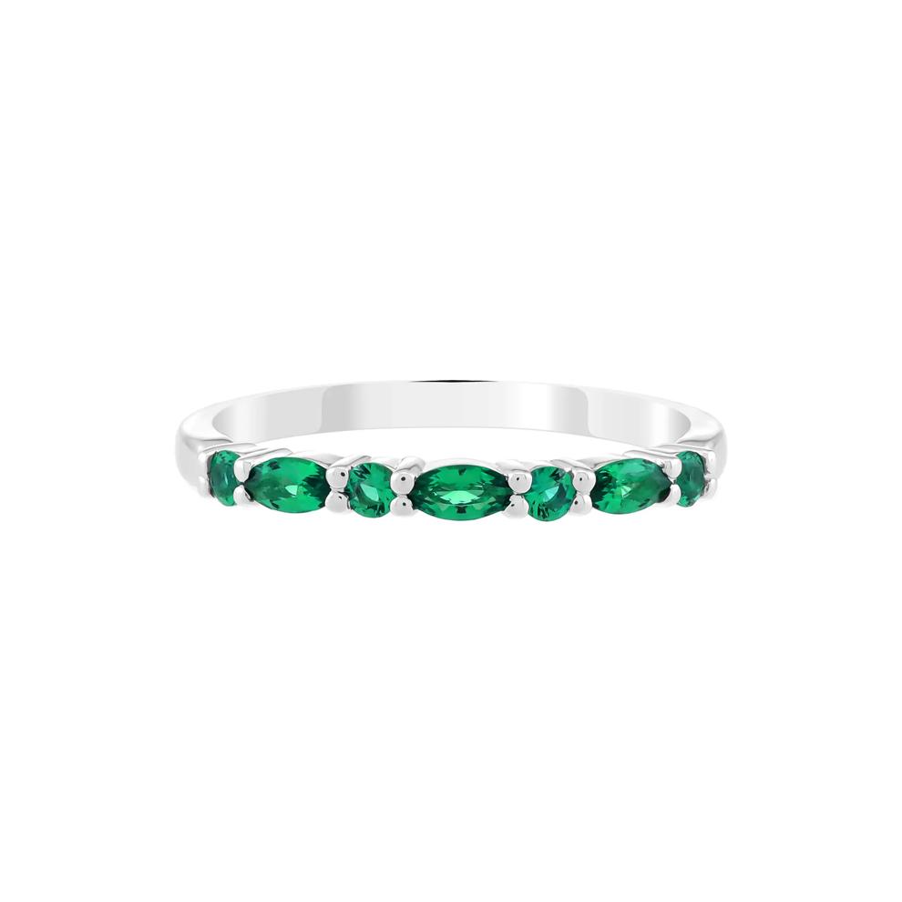 Lab-Created Emerald Stack Ring in Sterling Silver – Image 1 of 3