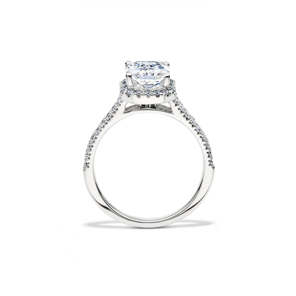 Lab Grown Diamond Radiant-Cut Halo Engagement Ring in 14K White Gold (3 ct. tw.) – Image 2 of 4