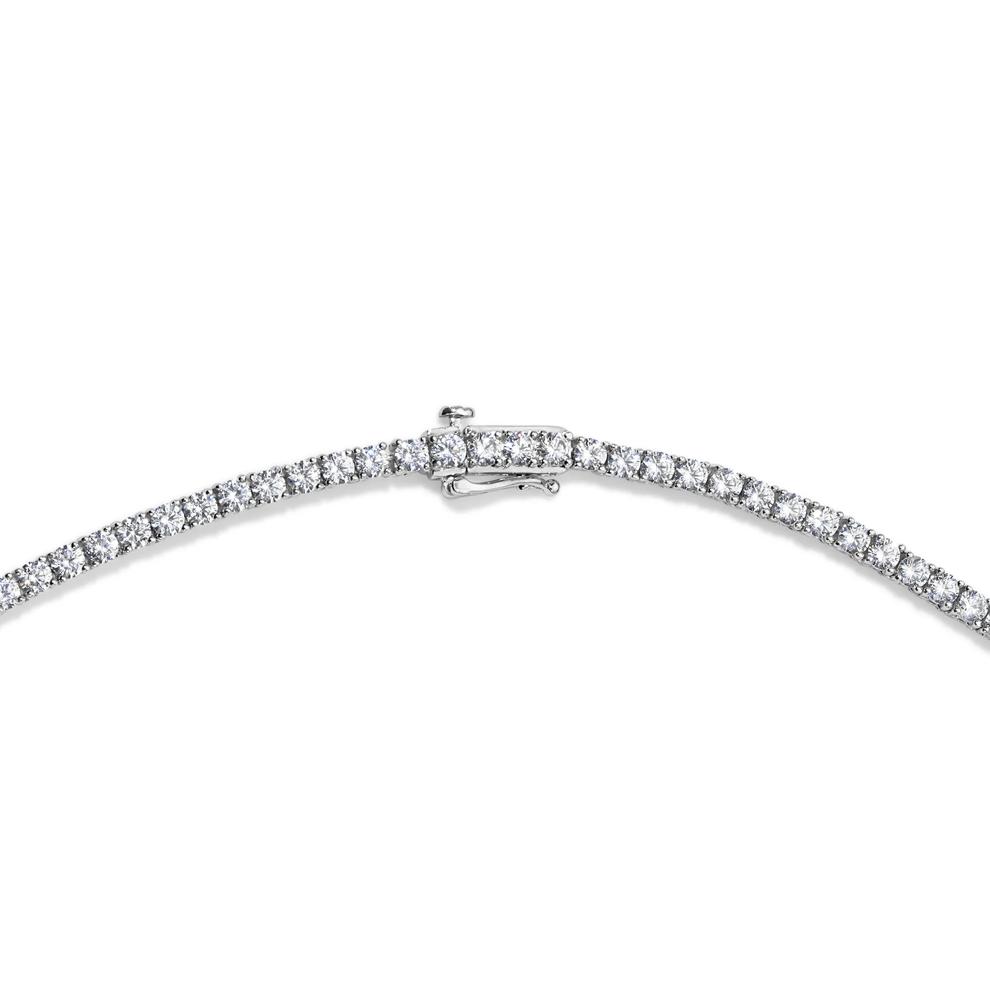 Lab-Created White Sapphire Tennis Necklace in Sterling Silver – Image 3 of 4