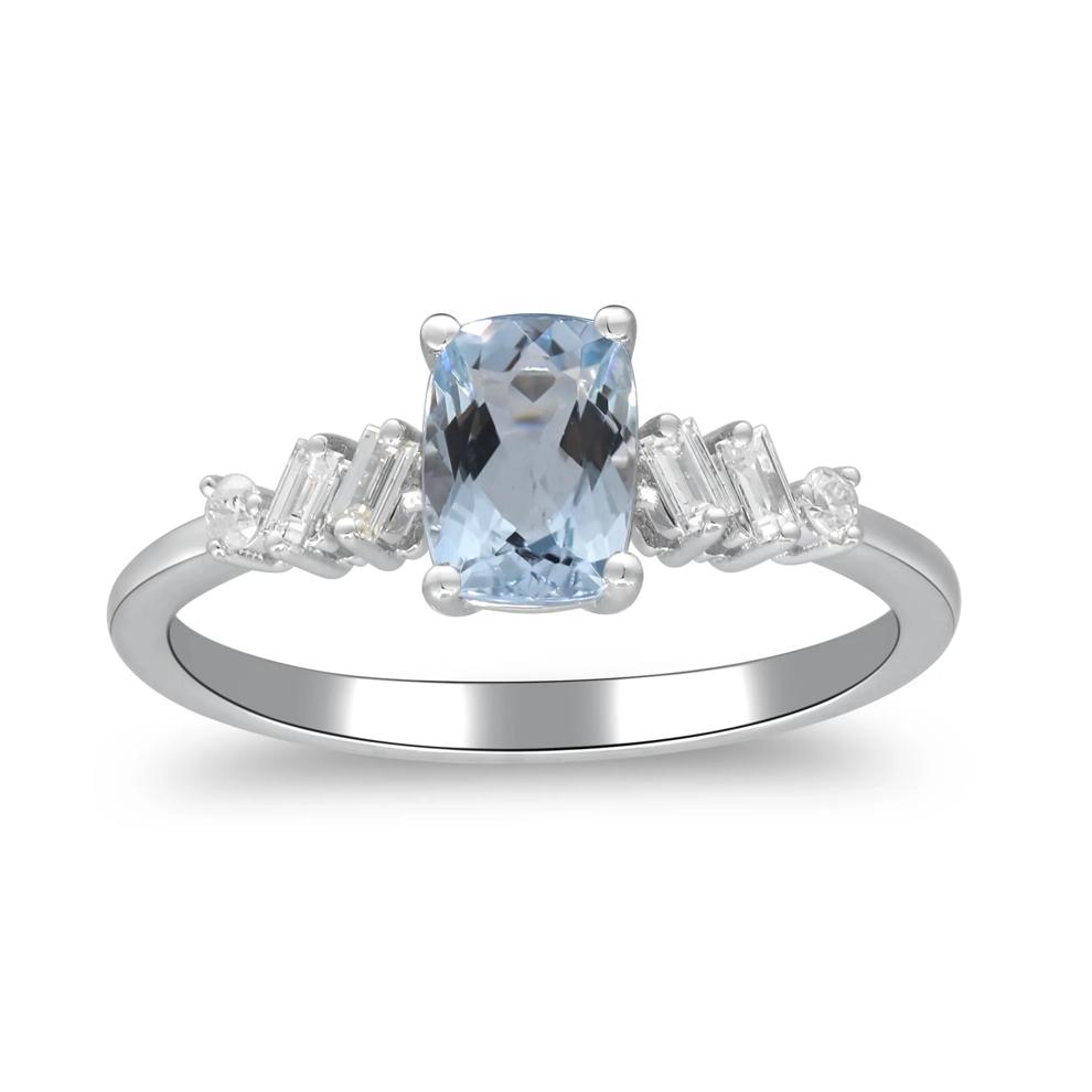 Aquamarine &amp; Diamond Ring in 10K White Gold (1/7 ct. tw.) – Image 4 of 5
