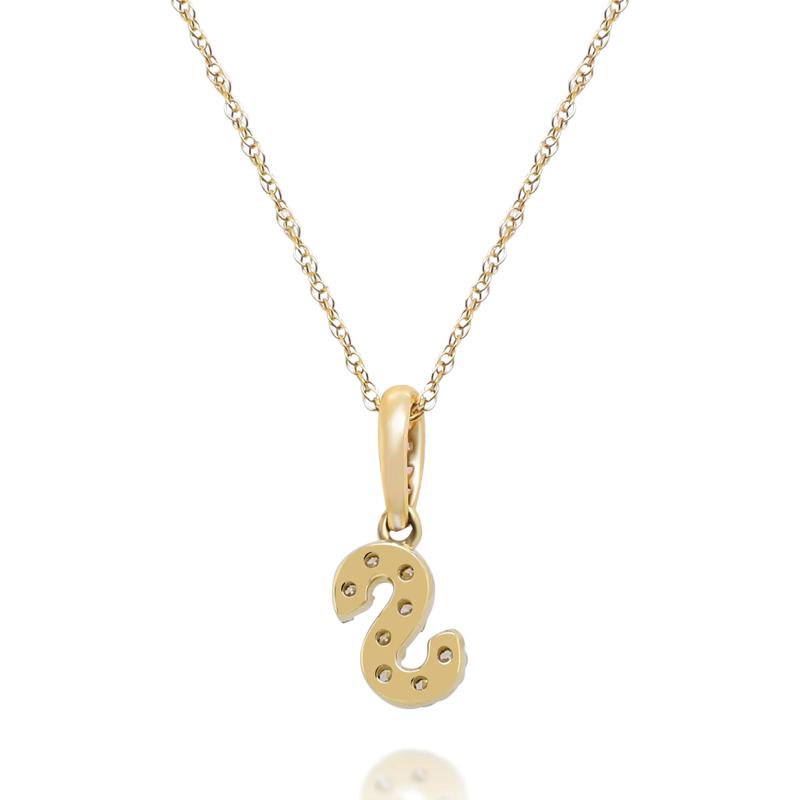 Diamond S Initial Pendant in 10K Yellow Gold (1/10 ct. tw.) – Image 3 of 4