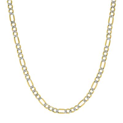 Pave Diamond-Cut Figaro Chain in 14K Yellow Gold, 3.7MM, 18”