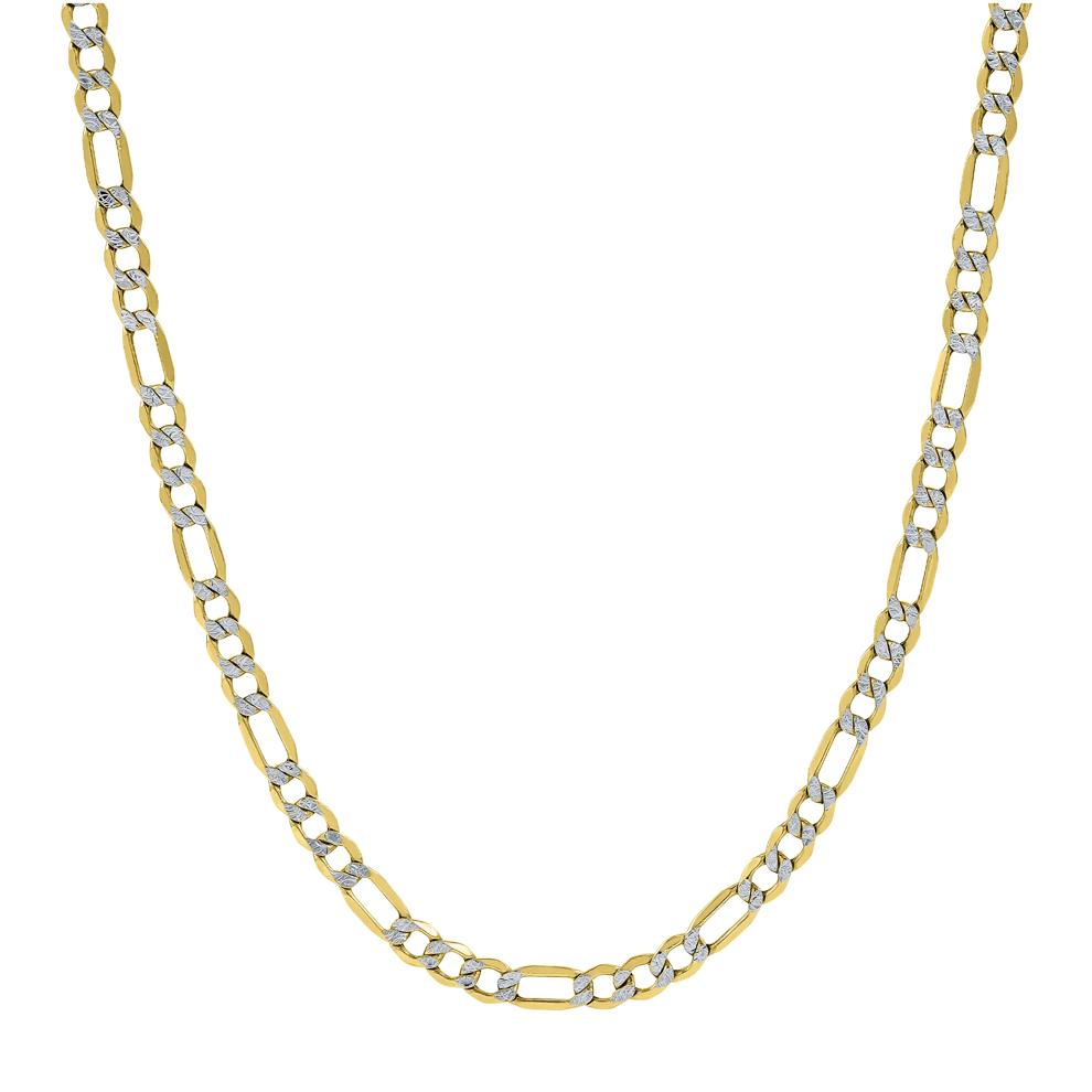 Pave Diamond-Cut Figaro Chain in 14K Yellow Gold, 3.7MM, 18&rdquo; – Image 1 of 3