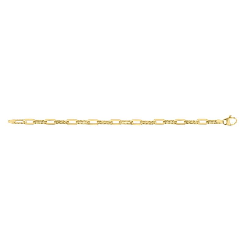 Diamond-Cut Oval Link Bracelet in 14K Yellow Gold, 7.25&quot; – Image 2 of 2