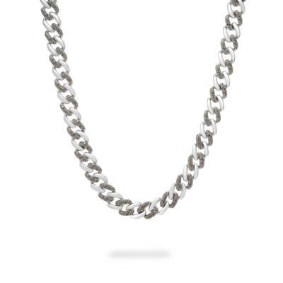Black Diamond Curb Link Chain Necklace in Sterling Silver (1/2 ct. tw.)