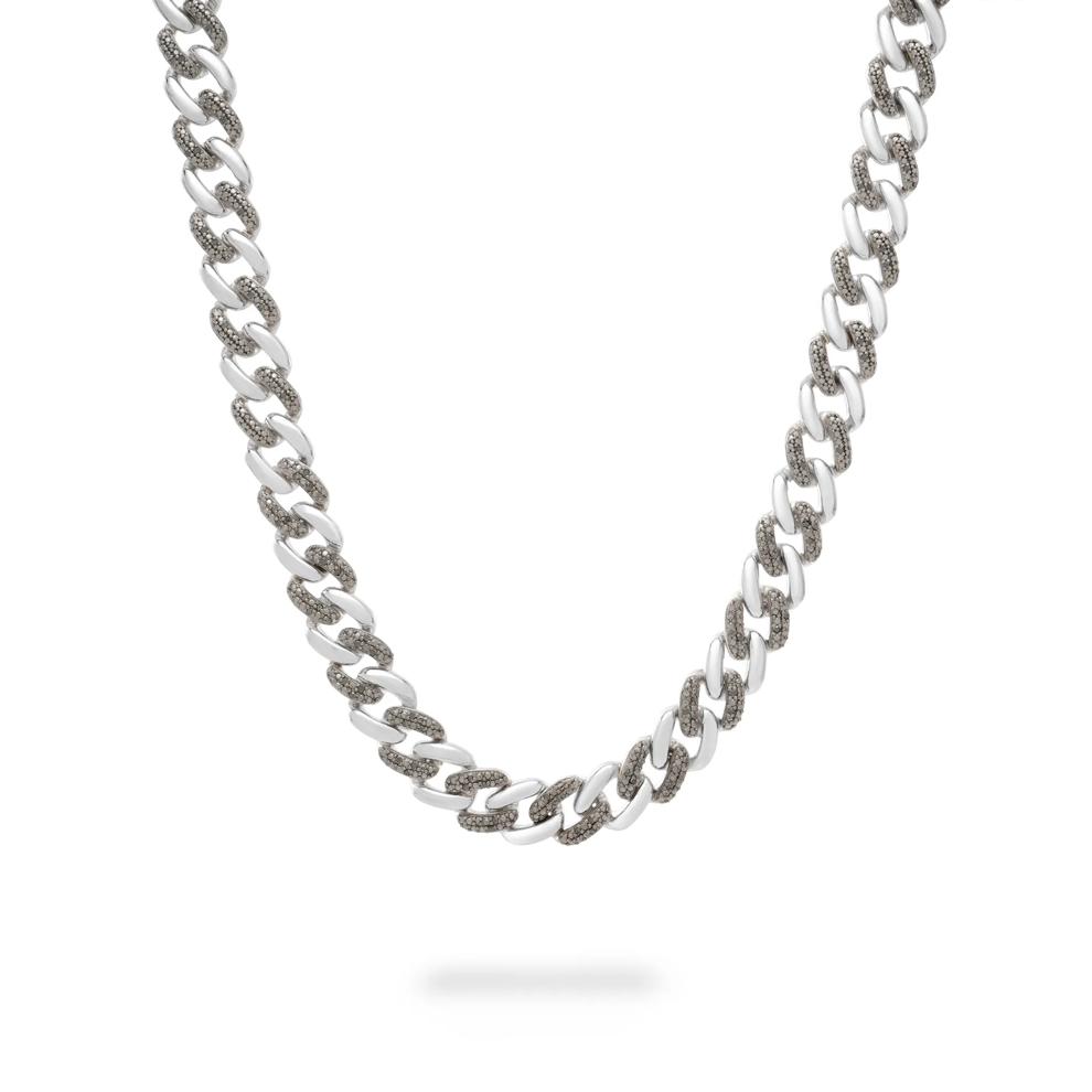 Black Diamond Curb Link Chain Necklace in Sterling Silver (1/2 ct. tw.) – Image 1 of 4