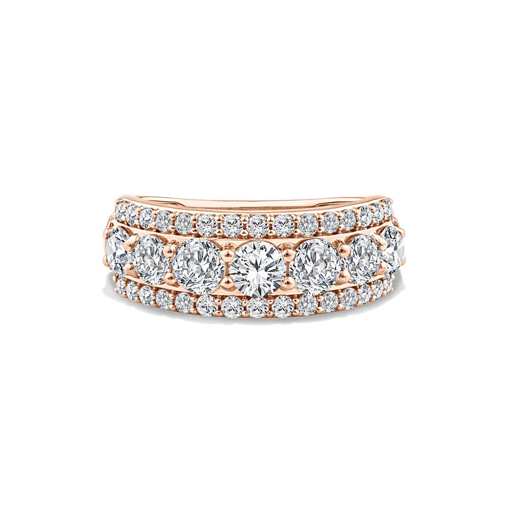 Lab Grown Diamond Round Center Multi-Row Band in 10K Rose Gold (2 ct. tw.) – Image 1 of 4
