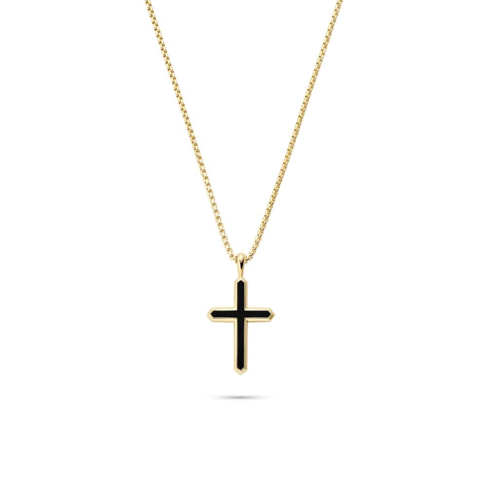Men's Black Onyx Cross Pendant in Vermeil – Image 1 of 5