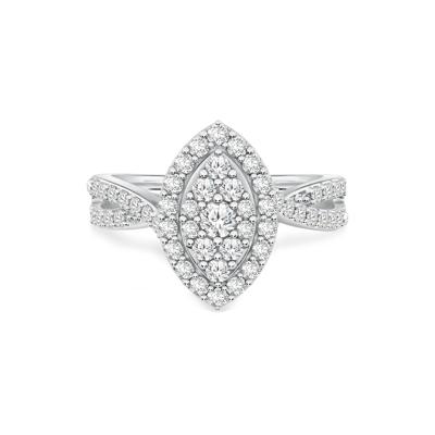 Diamond Marquise Halo Composite Ring in 14K White Gold (1/2 ct. tw.)