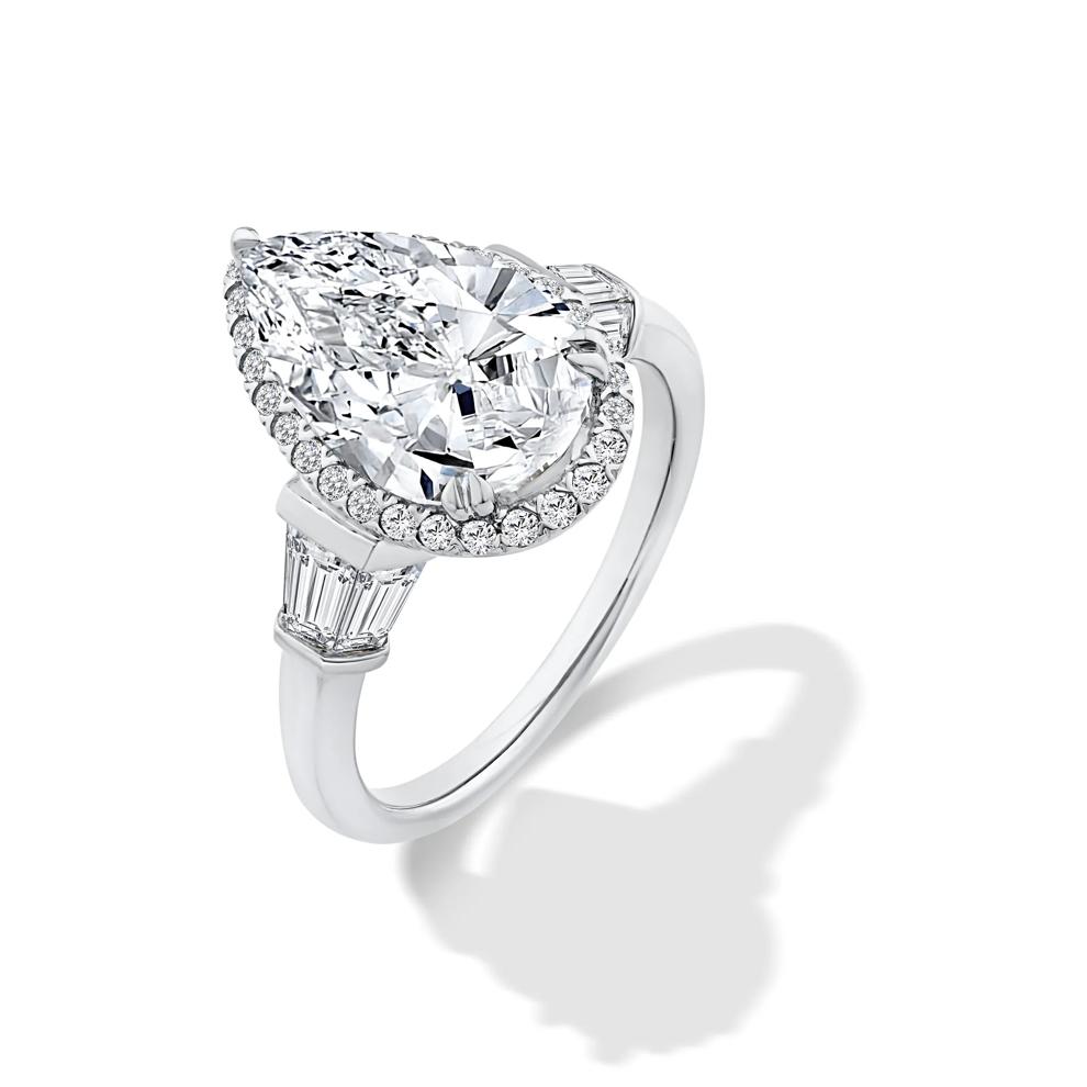 Lab Grown Diamond Pear-Shaped Halo Engagement Ring in Platinum (5 1/4 ct. tw.) – Image 4 of 4