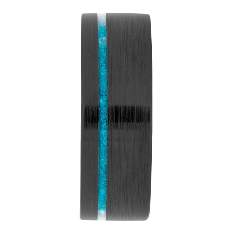 Men&#39;s Turquoise Inlay Band in Zirconium, 8MM – Image 3 of 3