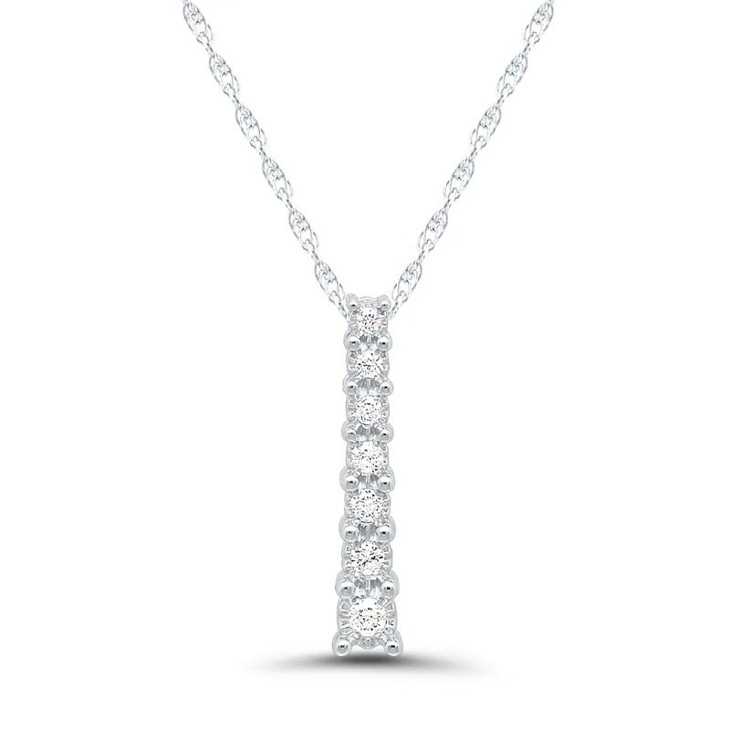 Journey Diamond Pendant with Illusion Setting in 10K White Gold &#40;1/10 ct. tw.&#41; – Image 1 of 1