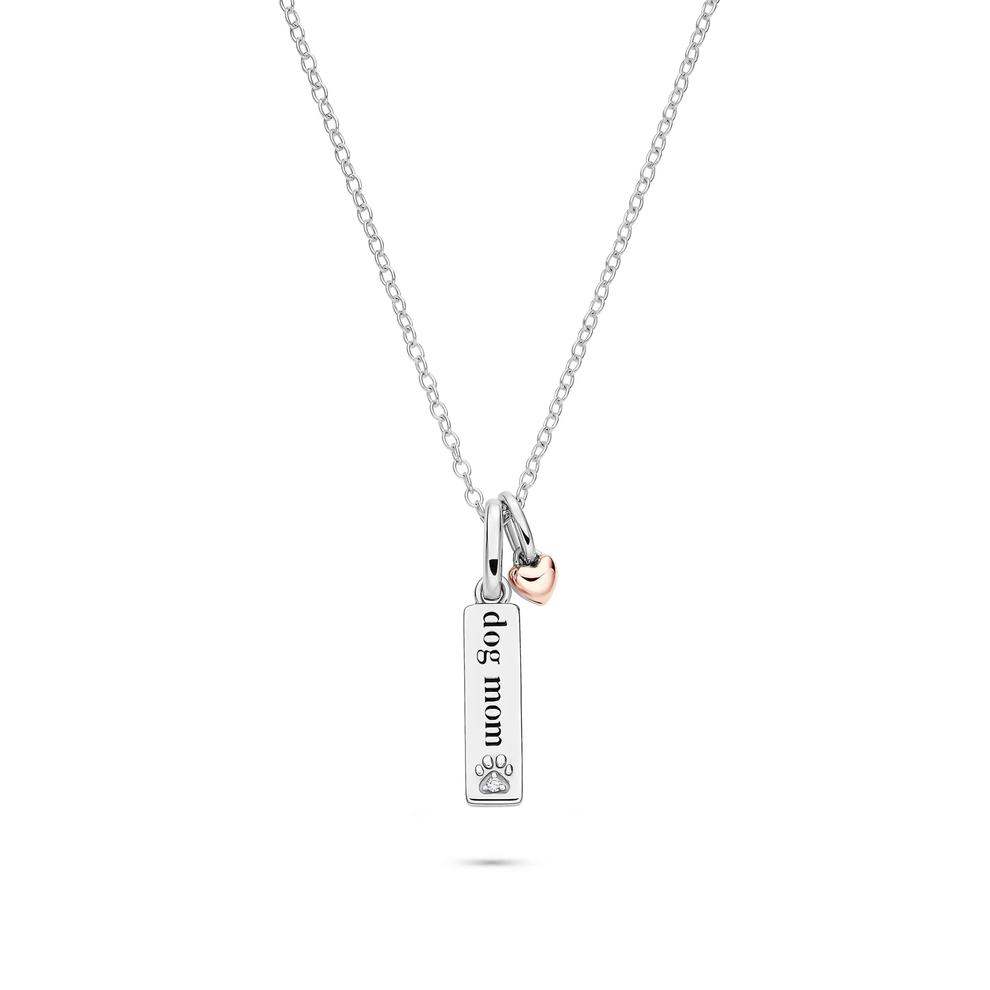 Lab Grown Diamond Accent Dog Mom Pendant in Sterling Silver &amp; 10K Rose Gold – Image 1 of 5