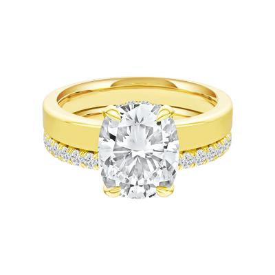 Lab Grown Diamond Elongated Cushion Bridal Set in 14K Yellow Gold (4 ct. tw.)