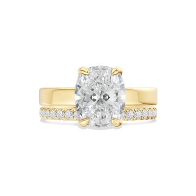 Lab Grown Diamond Elongated Cushion Bridal Set in 14K Yellow Gold (4 ct. tw.)