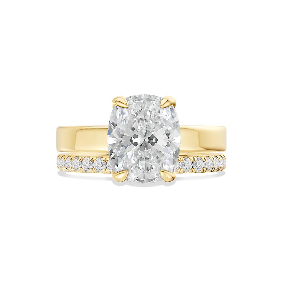 Lab Grown Diamond Elongated Cushion Bridal Set in 14K Yellow Gold (4 ct. tw.) – Image 1 of 6