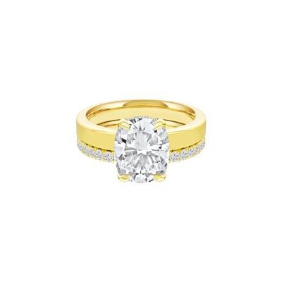 Lab Grown Diamond Elongated Cushion Bridal Set in 14K Yellow Gold (4 ct. tw.)