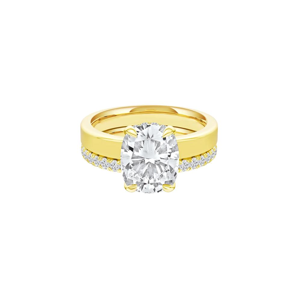 Lab Grown Diamond Elongated Cushion Bridal Set in 14K Yellow Gold (4 ct. tw.) – Image 1 of 5