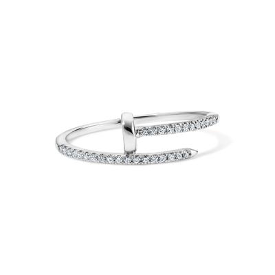 Diamond Twist Screw Ring in 10K White Gold (1/8 ct. tw.)