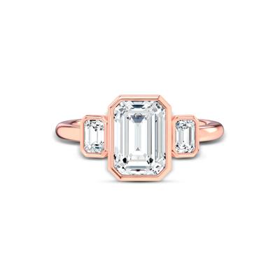Lab Grown Diamond Bezel-Set Three-Stone Engagement Ring in 14K Rose Gold (3 ct. tw.)