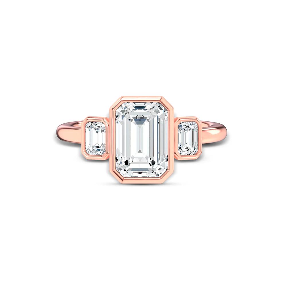 Lab Grown Diamond Bezel-Set Three-Stone Engagement Ring in 14K Rose Gold (3 ct. tw.) – Image 1 of 4