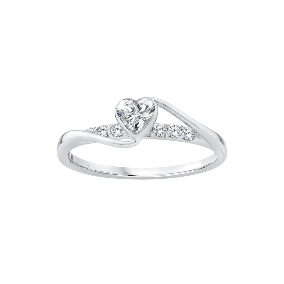 Diamond Heart Promise Ring in 10K White Gold (3/8 ct. tw.) – Image 1 of 3