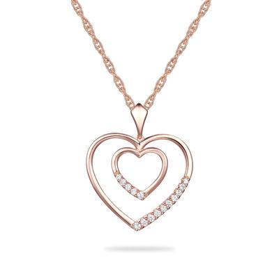 Diamond Heart Pendant in 10K Rose Gold (1/10 ct. tw.)
