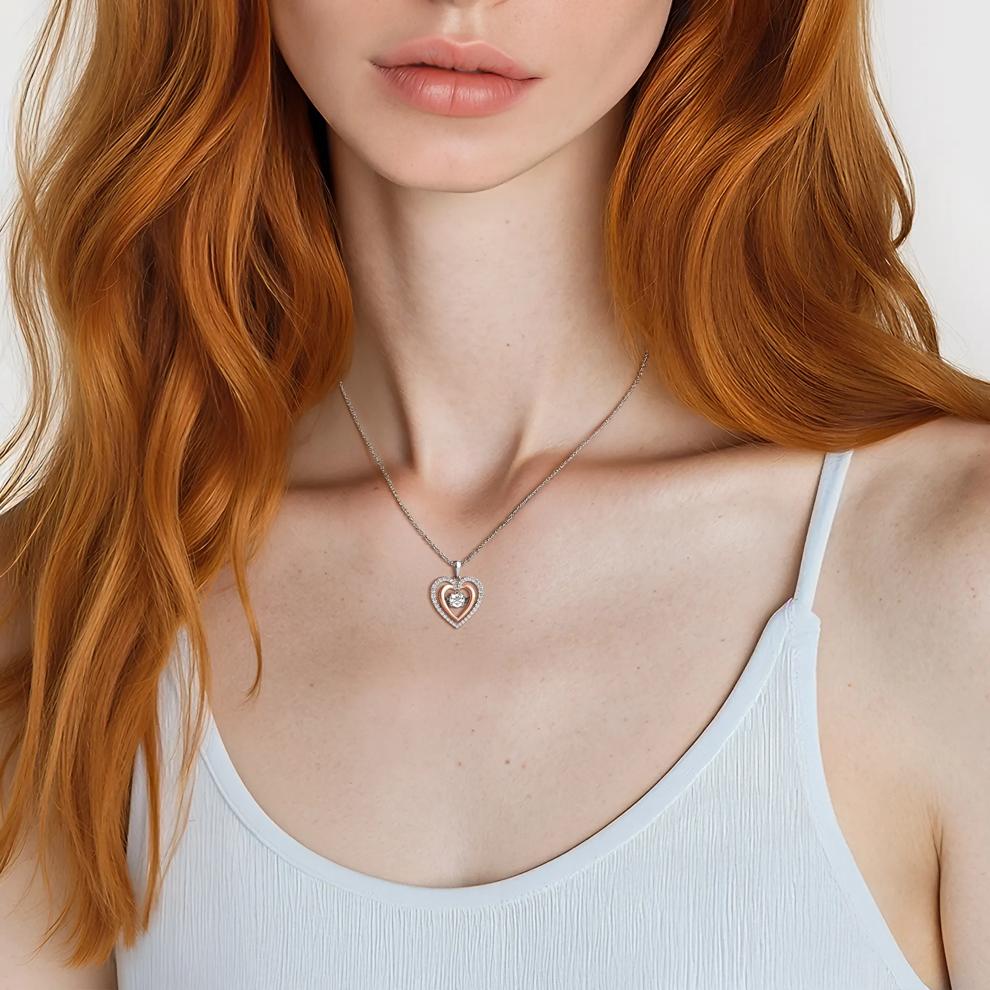 Lab Created White Sapphire Heart Pendant in Sterling Silver – Image 5 of 5