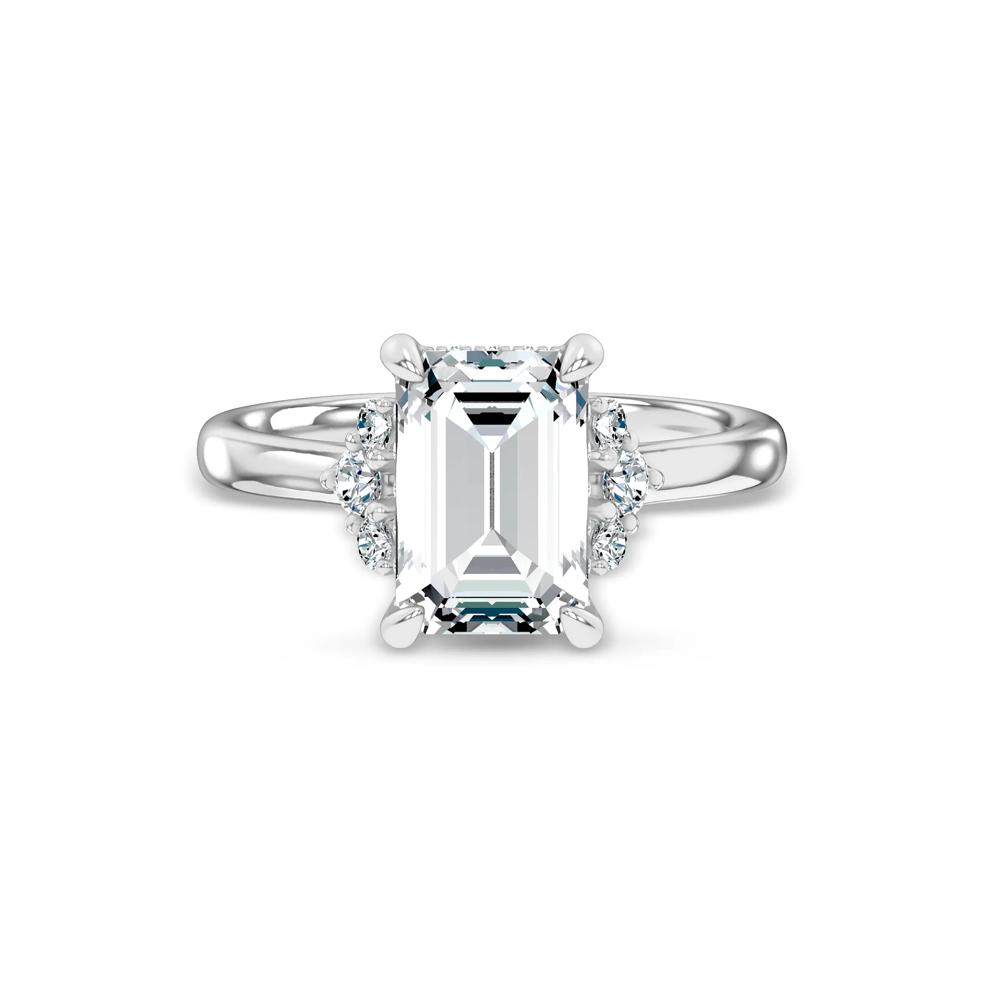 Lab Grown Diamond Emerald-Cut Center Engagement Ring in 14K White Gold (3 1/4 ct. tw.) – Image 1 of 4