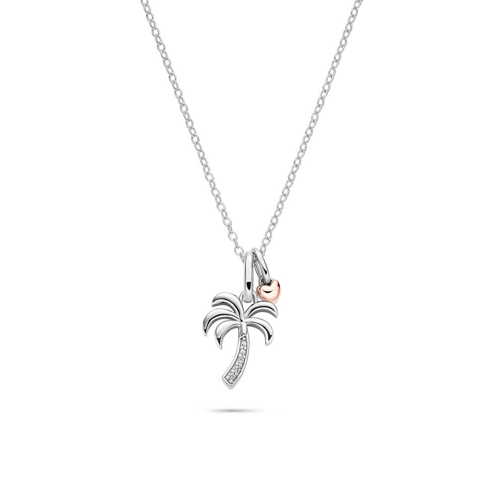 Lab Grown Diamond Accent Palm Tree Charm Pendant in Sterling Silver &amp; 10K Rose Gold – Image 1 of 5