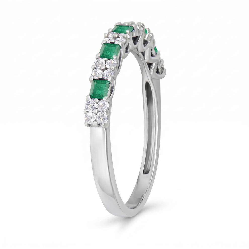 Emerald &amp; Diamond Ring in 10K White Gold (1/4 ct. tw.) – Image 2 of 4