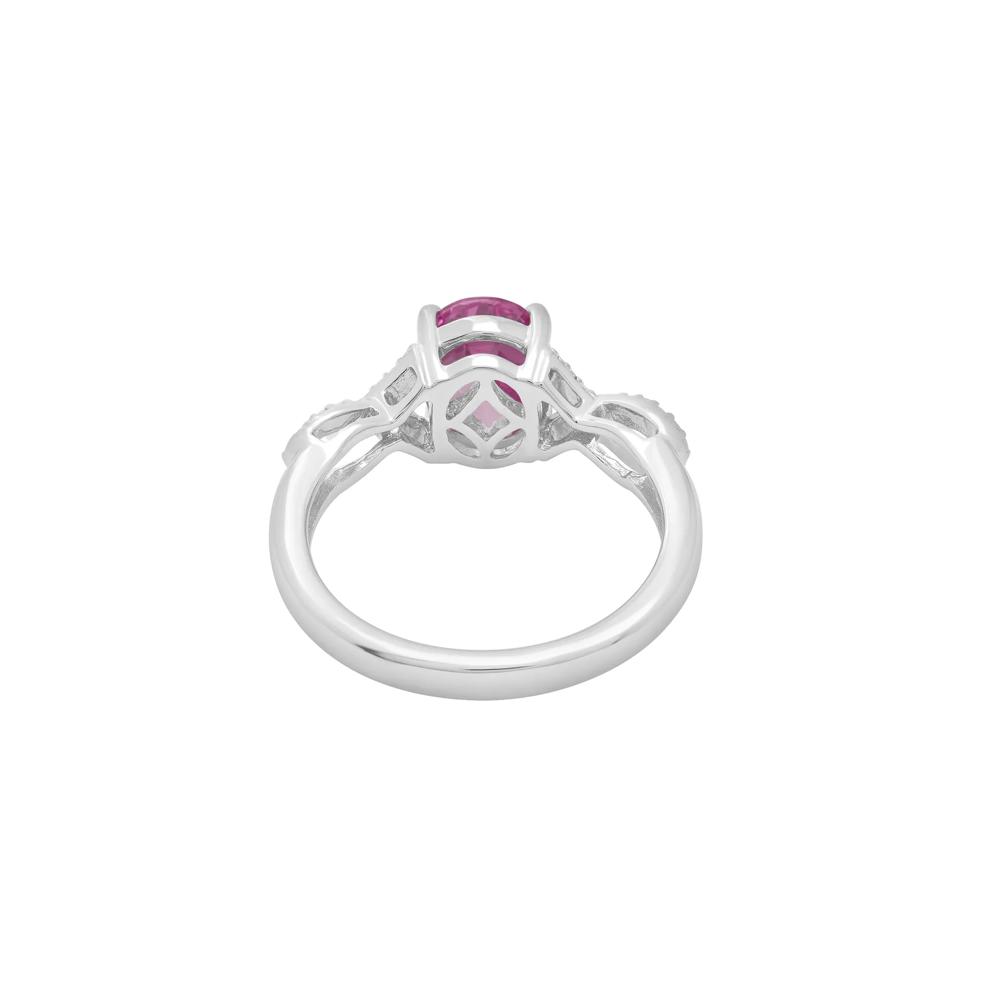 Lab-Created Oval Pink Sapphire Ring in Sterling Silver – Image 4 of 5