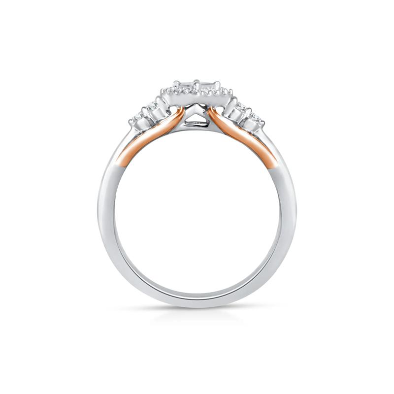 Diamond and Blue Sapphire Ring in 10K White and Rose Gold &#40;1/7 ct. tw.&#41; – Image 2 of 3