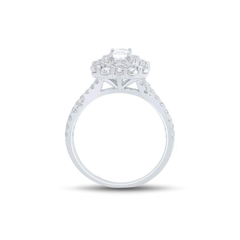 Emerald-cut Diamond Halo Engagement Ring in 14K White Gold &#40;1 1/2 ct. tw.&#41; – Image 2 of 3