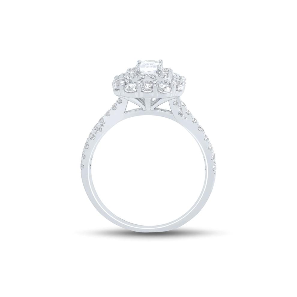 Emerald-cut Diamond Halo Engagement Ring in 14K White Gold (1 1/2 ct. tw.) – Image 2 of 3