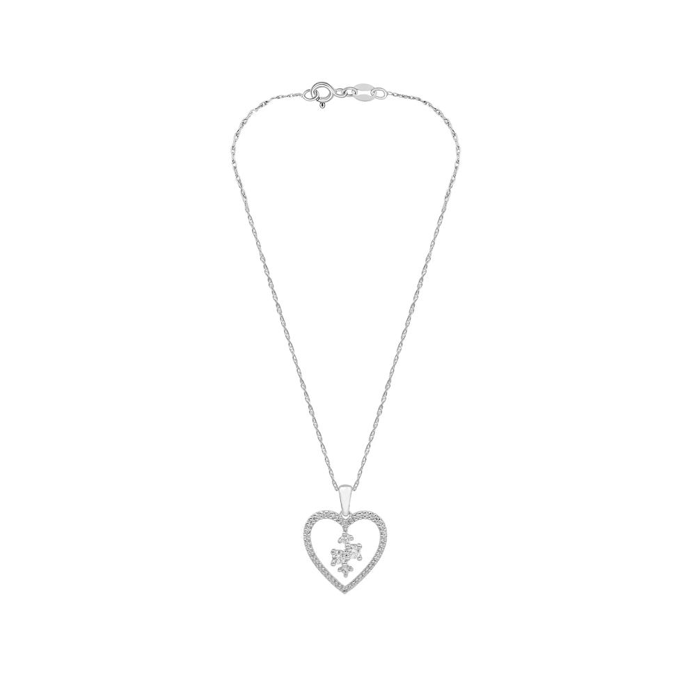 Diamond Open Dangle Heart Pendant Necklace in Sterling Silver (1/3 ct. tw.) – Image 3 of 4