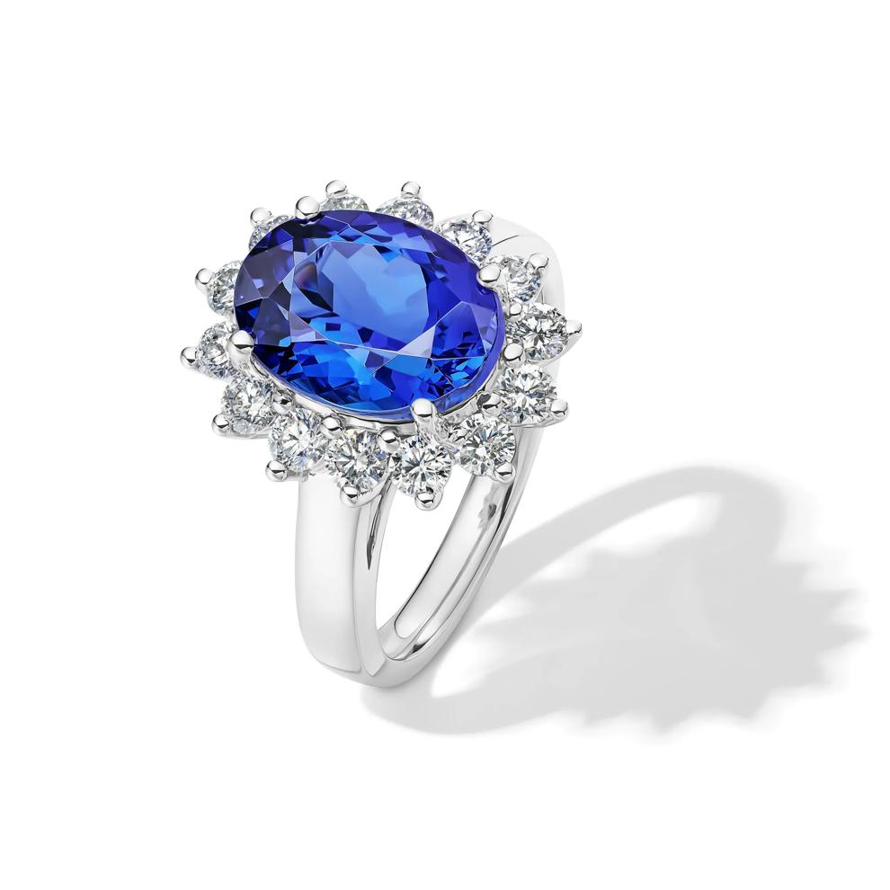 Oval Tanzanite &amp; Diamond Halo Ring in 14K White Gold (1 ct. tw.) – Image 4 of 4
