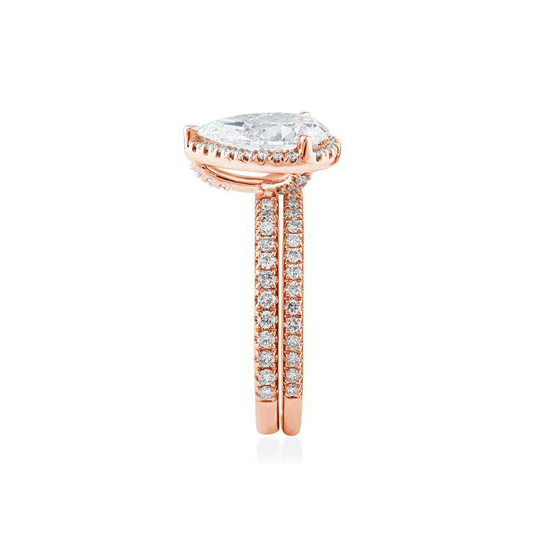 Lab Grown Diamond Pear-Shaped Halo Bridal Set in 14K Rose Gold &#40;2 3/4 ct. tw.&#41; – Image 3 of 3