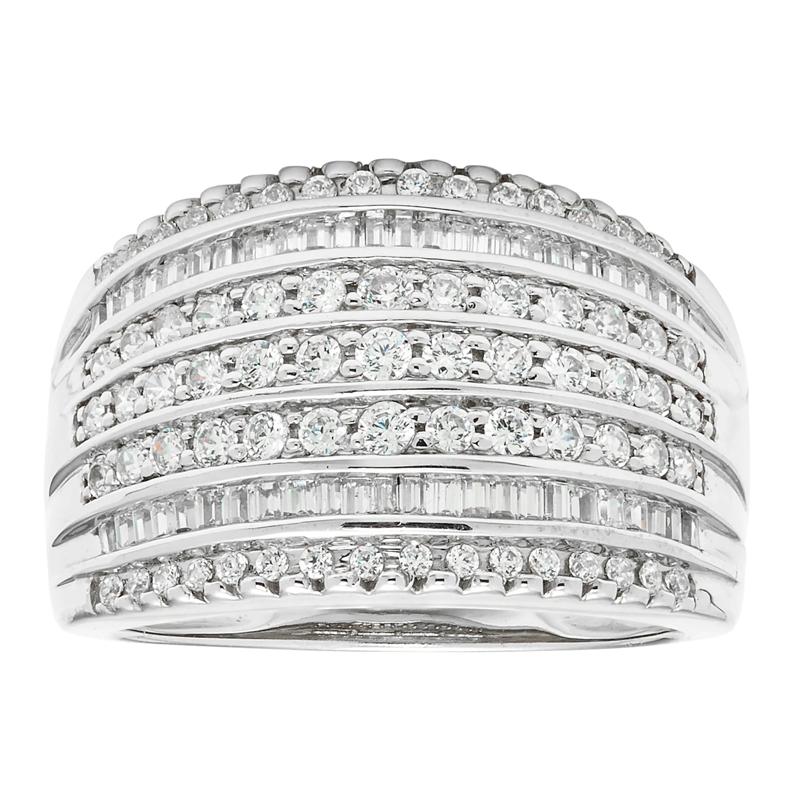 Diamond Multi-Row Anniversary Band in 10K White Gold (1 ct. tw.) – Image 1 of 3