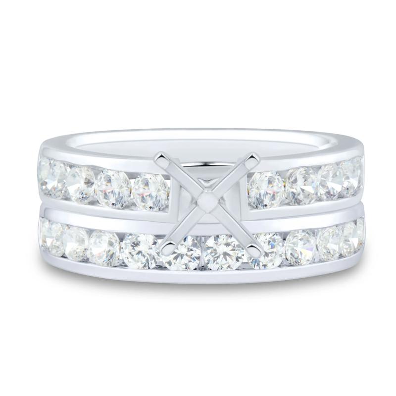 1/2 ct. tw. Round Diamond Channel Semi-Mount Engagement Ring Set in 14k White Gold &#40;Setting Only&#41; – Image 2 of 9