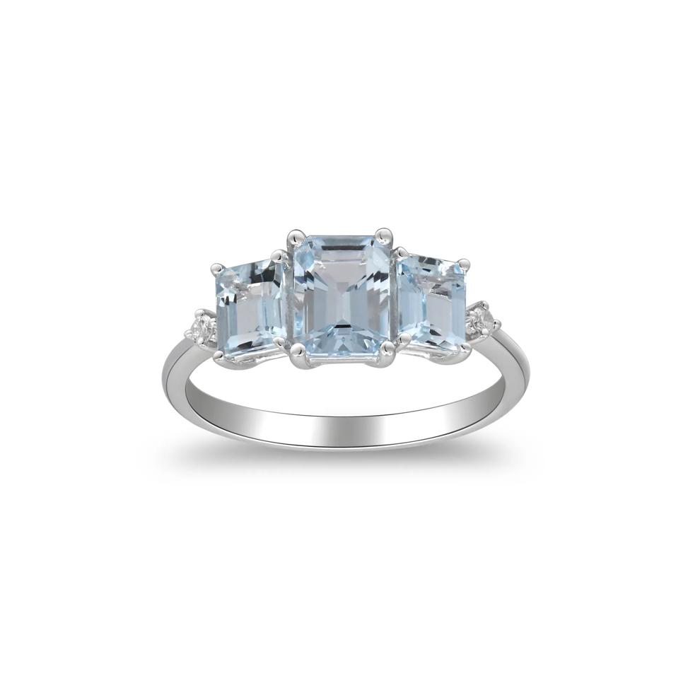 Aquamarine and Diamond Accent Ring in 10K White Gold – Image 4 of 5