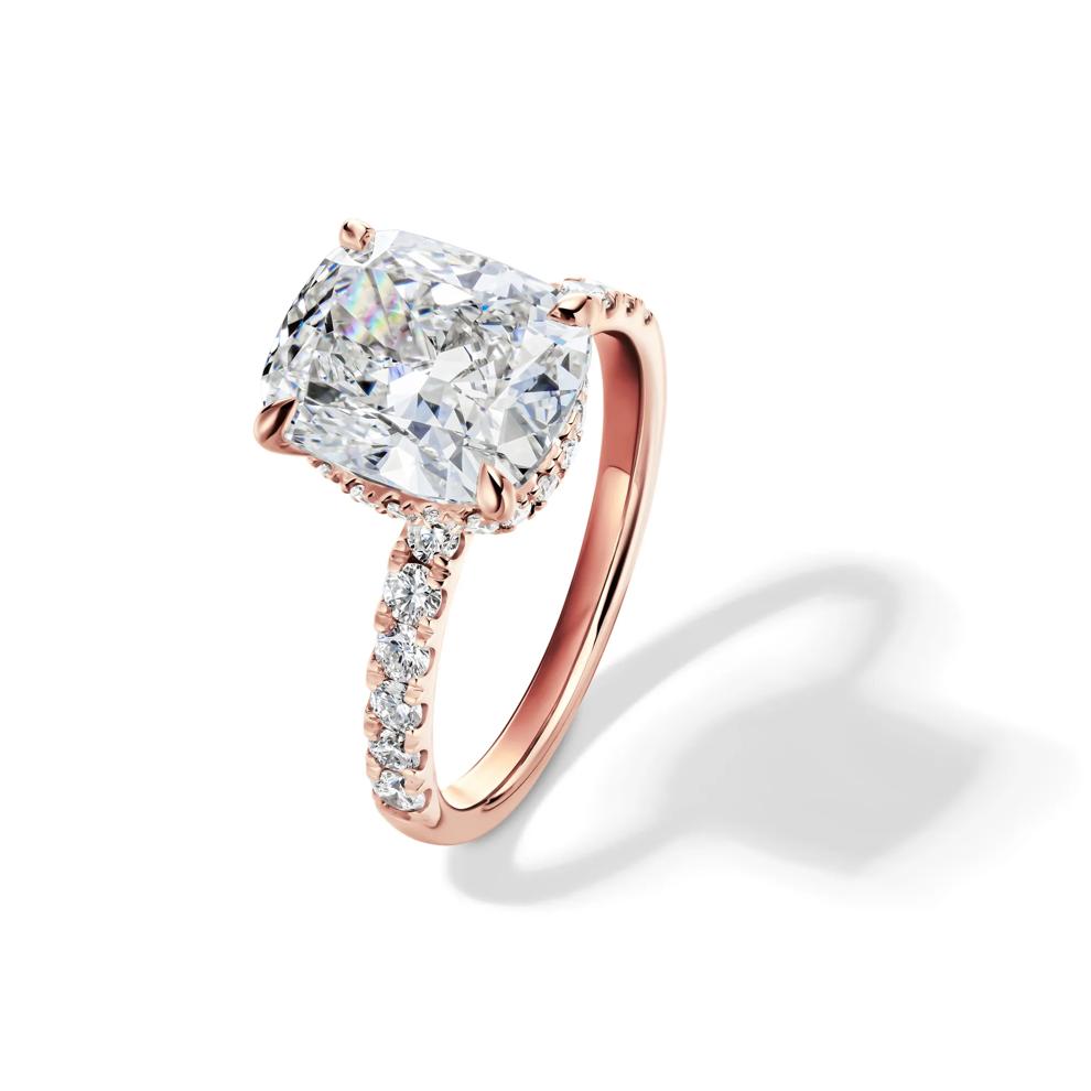 Lab Grown Diamond Elongated Cushion-Cut Bridal Set in 14K Rose Gold (5 ct. tw.) – Image 4 of 6