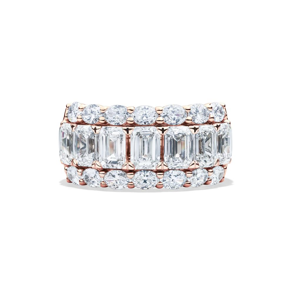 Lab Grown Diamond Emerald and Round Multi-Row Band in 14K Rose Gold (5 ct. tw.) – Image 1 of 3