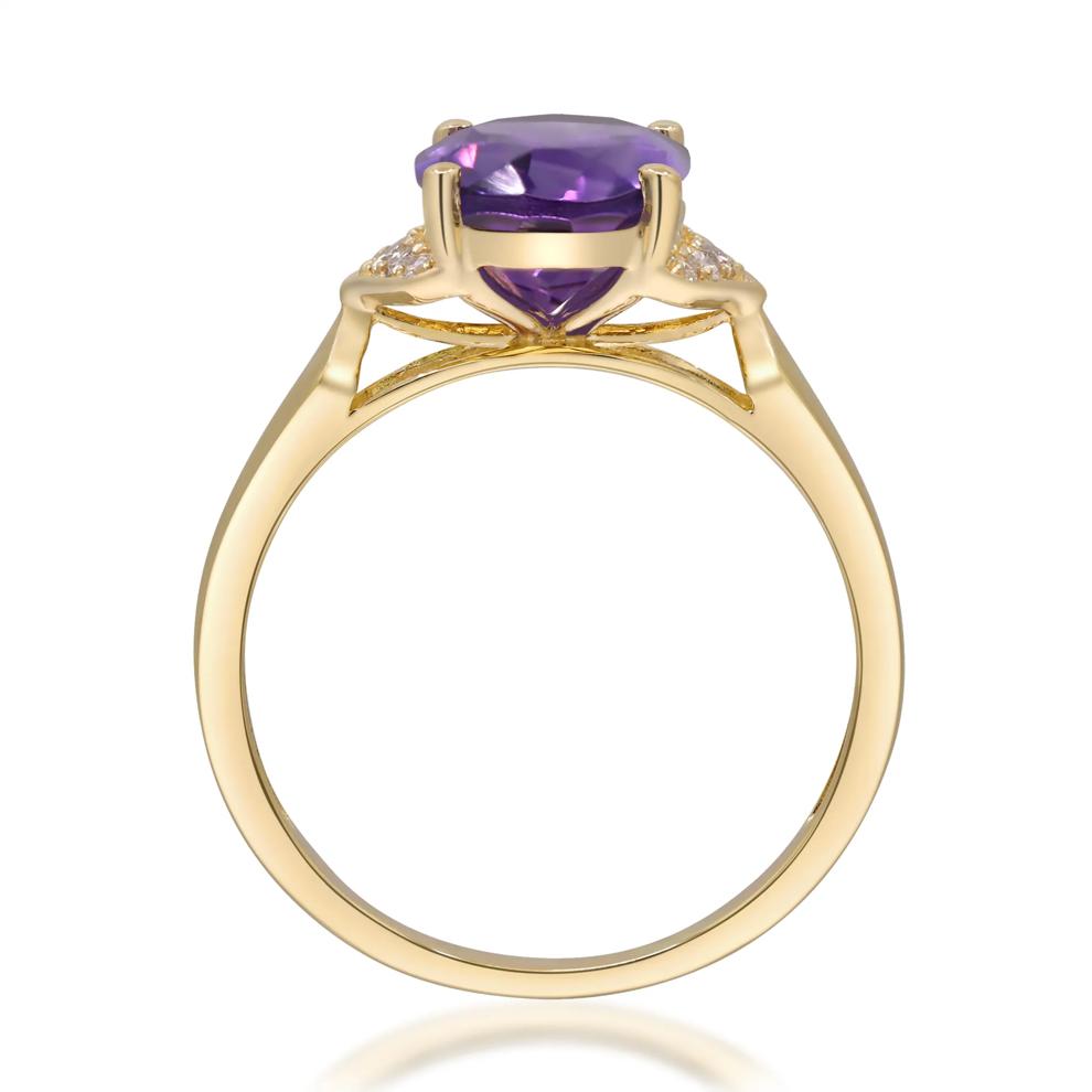 Oval Amethyst &amp; Diamond Accent Ring in 10K Yellow Gold – Image 2 of 5